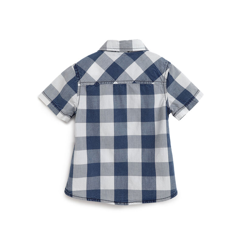 Boys Light Blue Checkered Short Sleeve Shirt image number 1